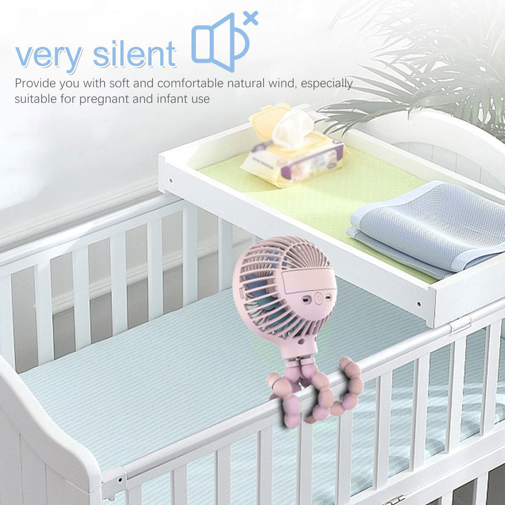 Mini-ventilateur pliable Octopus – Ventilateur portable USB rechargeable pour poussette, lit et plus