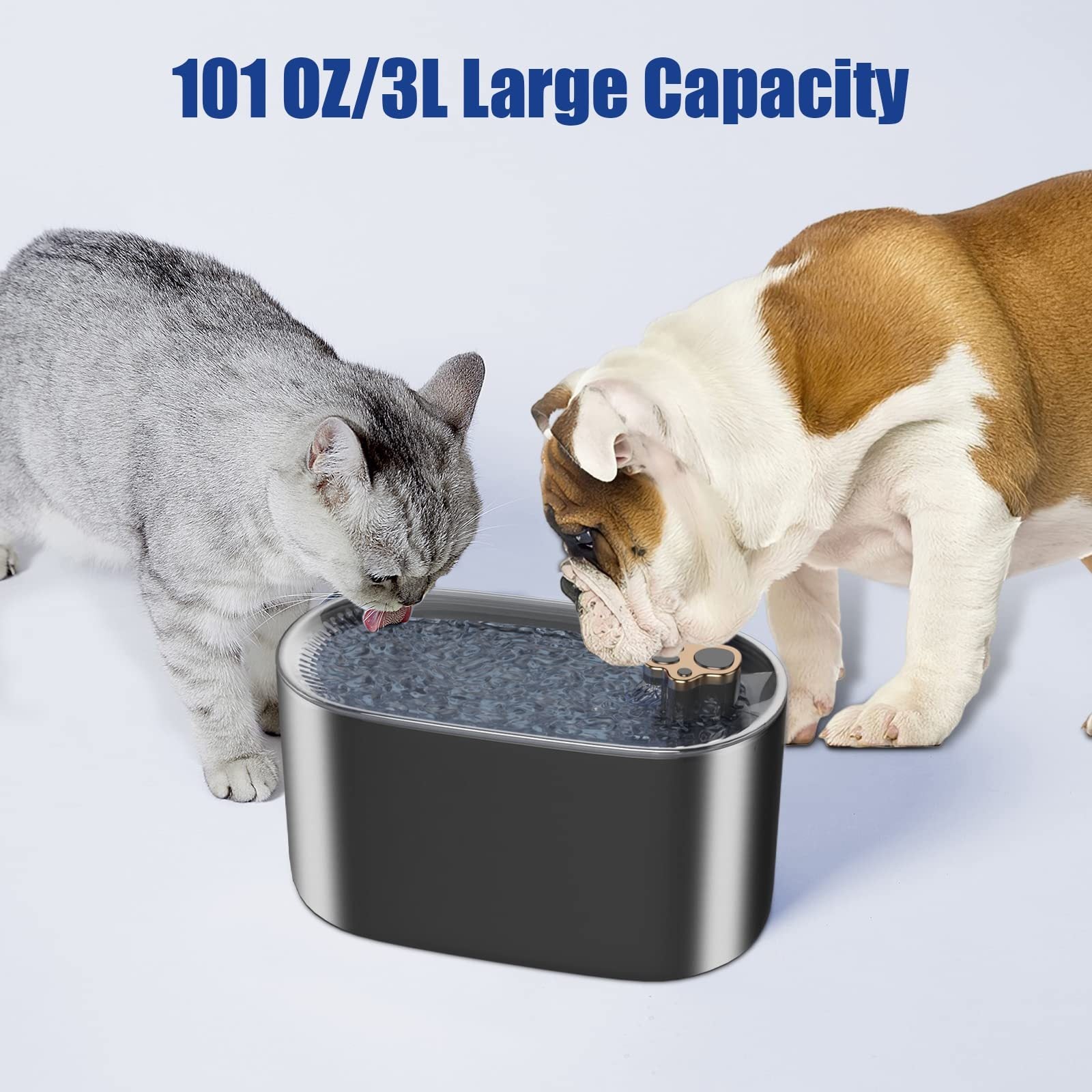 Fuente de agua automática de 3 litros para gatos y perros - Dispensador ultrasilencioso con filtro y luz LED