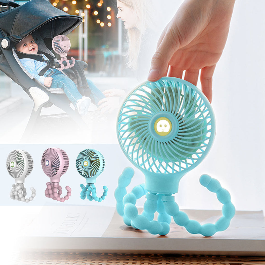 Mini-ventilateur pliable Octopus – Ventilateur portable USB rechargeable pour poussette, lit et plus
