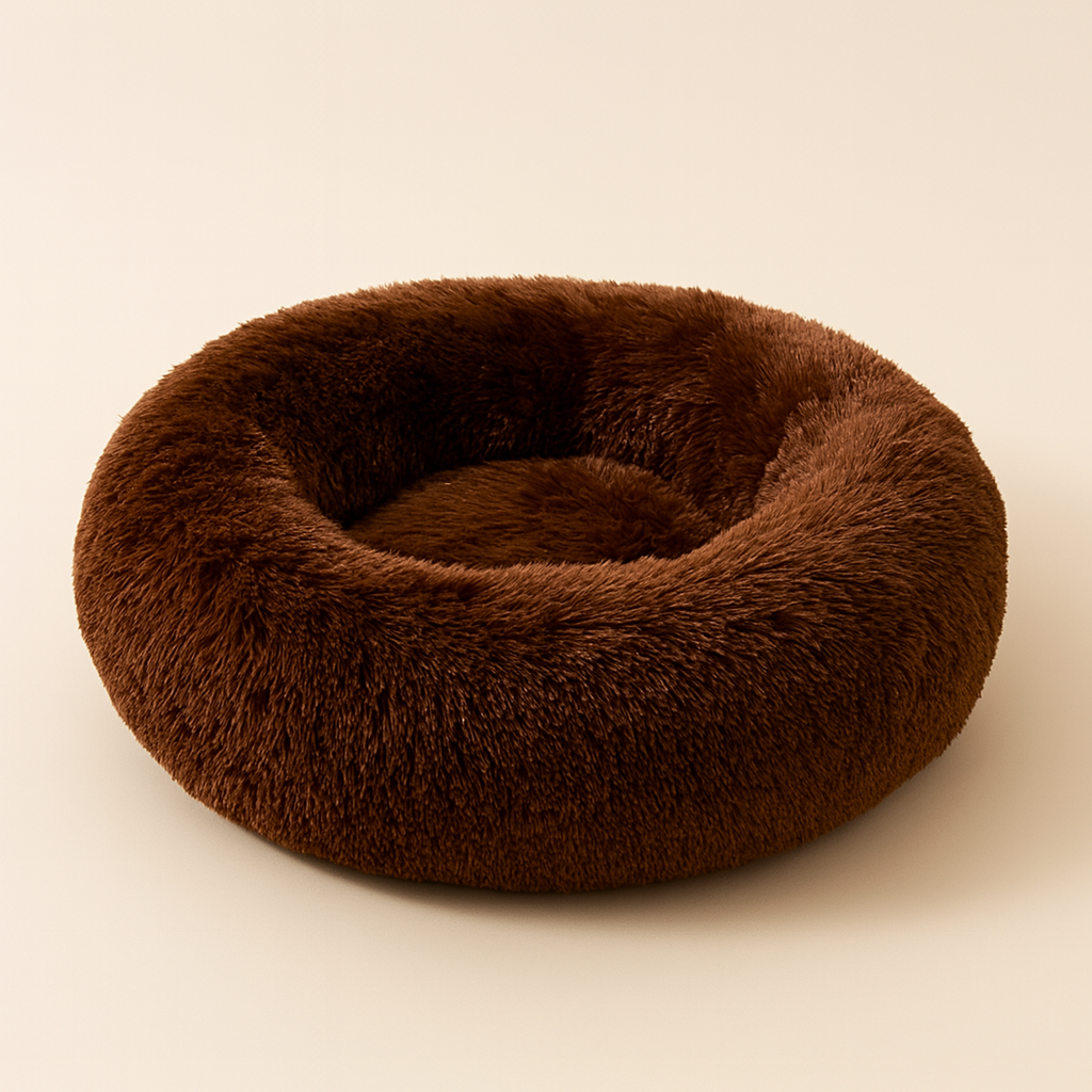 Lit Rond en Peluche Lavable pour Animaux – Nid Douillet pour Chats et Chiens avec Poignées Pratiques