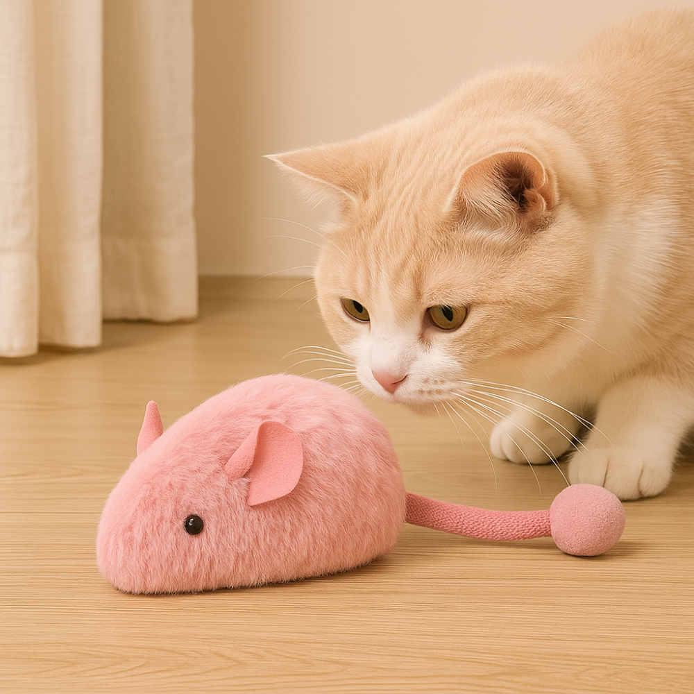 Interactive Plush Mouse for Cats – Light-Up Chew and Chase Toy