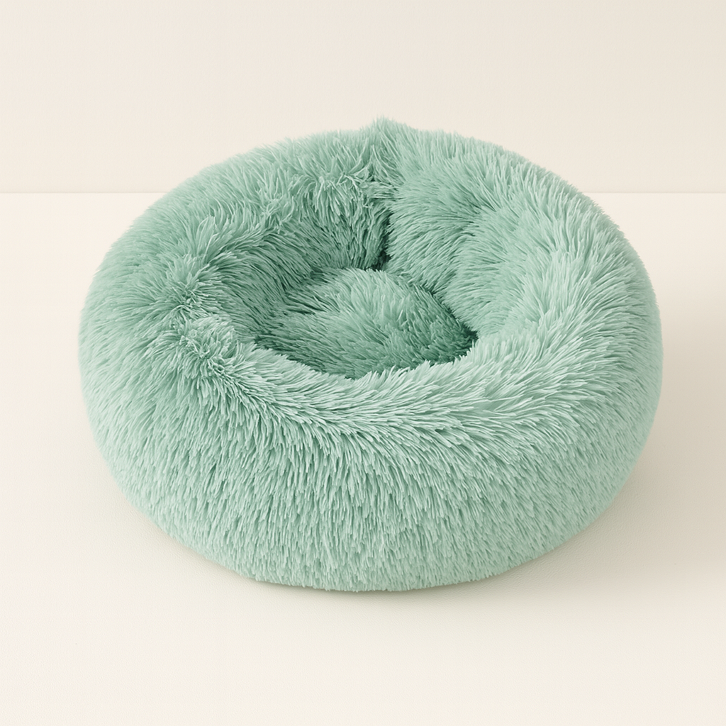 Lit Rond en Peluche Lavable pour Animaux – Nid Douillet pour Chats et Chiens avec Poignées Pratiques