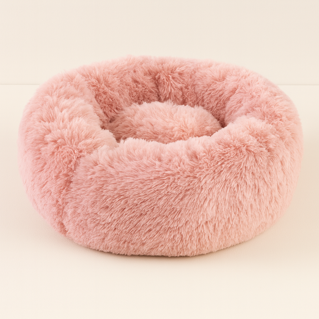 Lit Rond en Peluche Lavable pour Animaux – Nid Douillet pour Chats et Chiens avec Poignées Pratiques