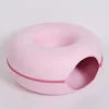 2023 New Design Solid Pattern Cat Tunnel Bed Washable Indoor Pet Cave Bed with Accessories Donut Cat Cave Tunnel