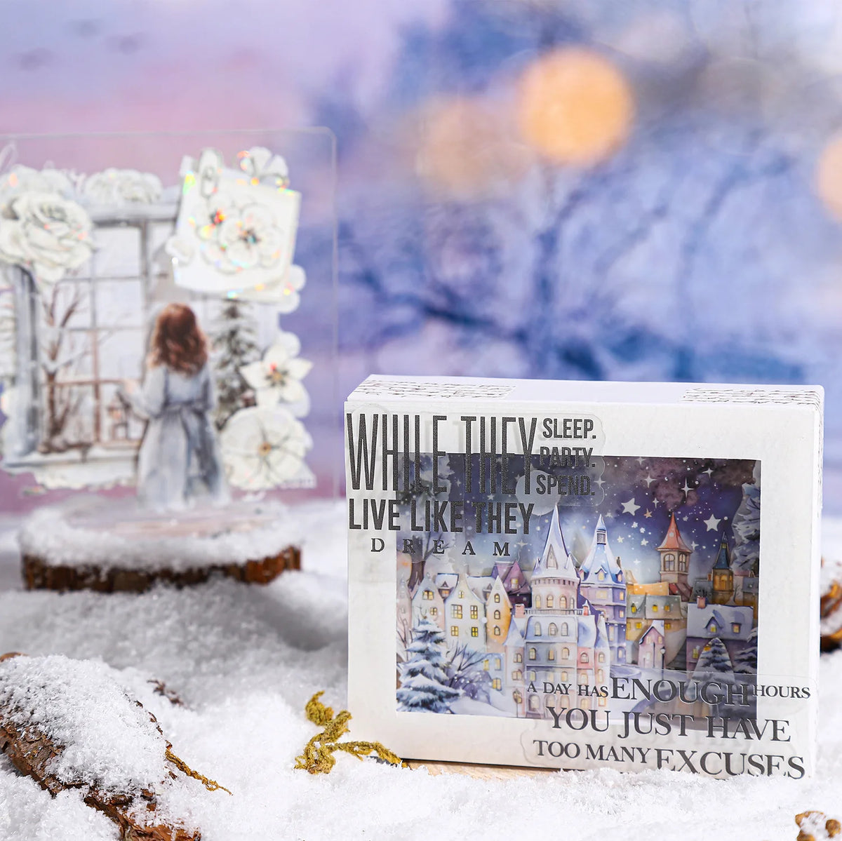 10 Sheets Per Pack PET Stickers Winter Snow Rhyme Series Winter Landscape Handbook Decorative Material 6 Models