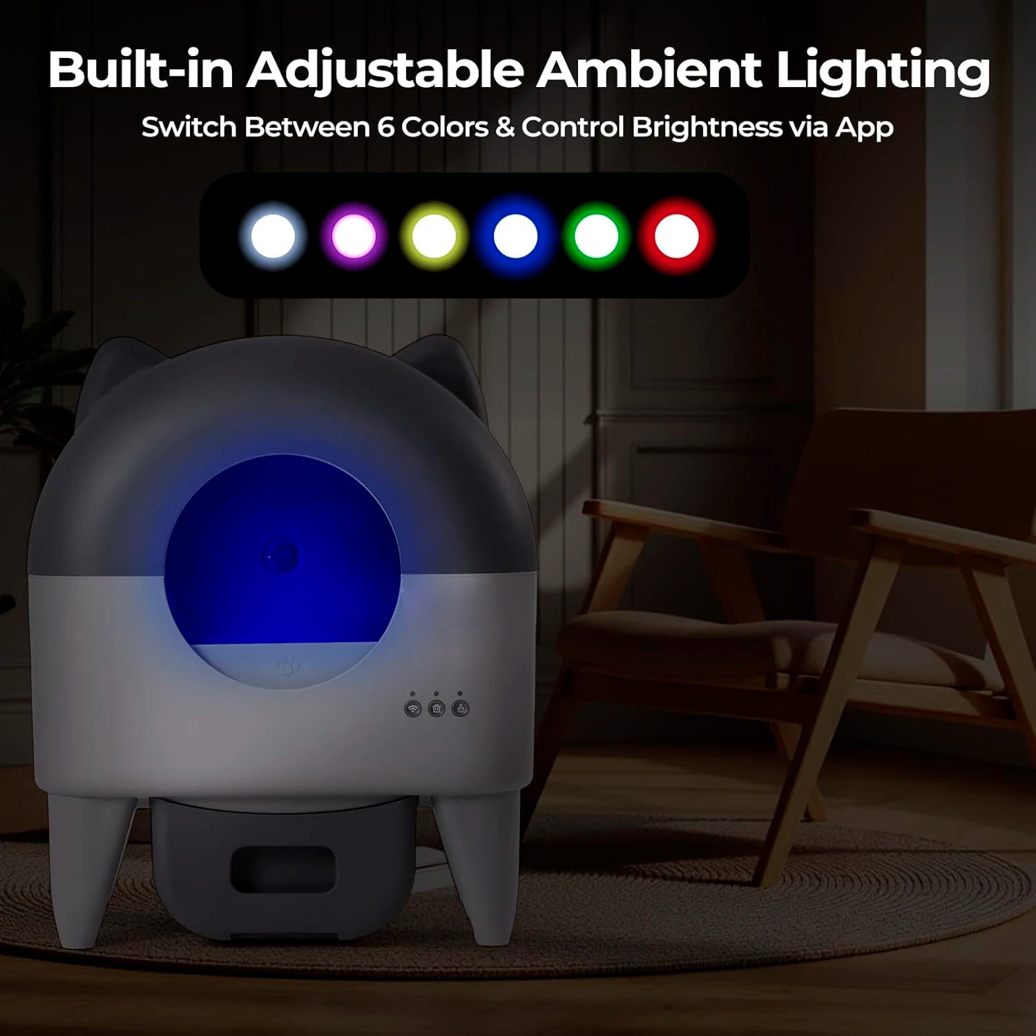 Litière automatique autonettoyante de luxe pour chat, avec WiFi, grand espace 76L, intelligente, nettoyage facile, élimination des odeurs