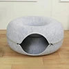 2023 New Design Solid Pattern Cat Tunnel Bed Washable Indoor Pet Cave Bed with Accessories Donut Cat Cave Tunnel