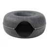 2023 New Design Solid Pattern Cat Tunnel Bed Washable Indoor Pet Cave Bed with Accessories Donut Cat Cave Tunnel