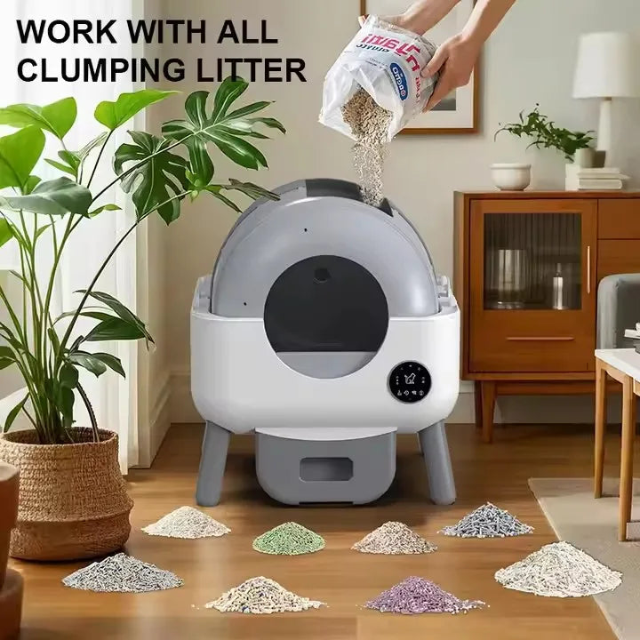 WiFi Enabled 76L Large Space Automatic Self-Cleaning Cat Litter Box Luxury Smart Cat Toilet Easy Clean Odor Removal