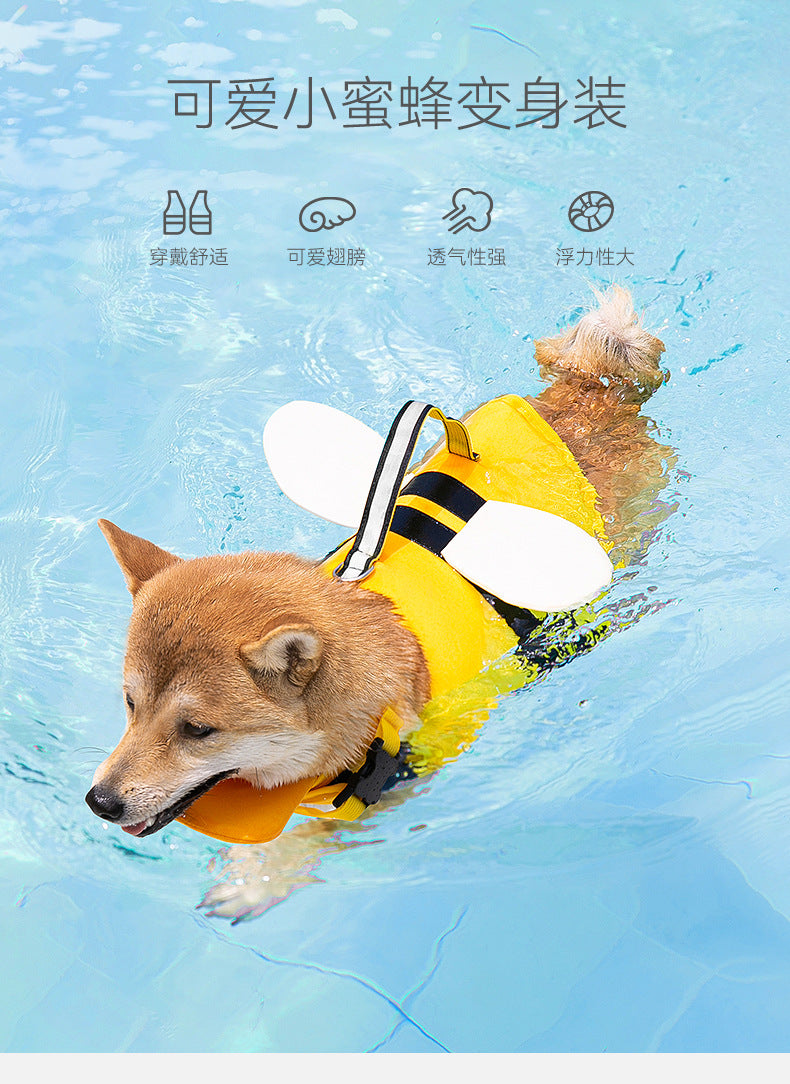 Summer Animal Modeling Small Bee Dog Life Jackets Medium Small Dog Universal Dog Swimsuit Pet Flotation Suit