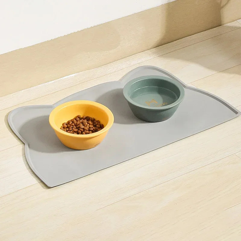 Food Grade Silicone Cat Mat Anti-slip Waterproof Leak-proof Pad for Cats & Dogs Easy to Clean Pet Bowl Mat