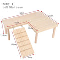 L-shaped Wooden Hamster Platform 2-Tier With Stairs Thickened Climbing Hideout Boredom Relief Small Pet Cage Habitat Decor