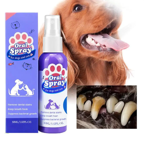 30ml Pet Dental Spray for Dogs and Cats Freshen Breath Remove Plaque Tartar Oral Care Water Additive Easy Use No Brush Needed