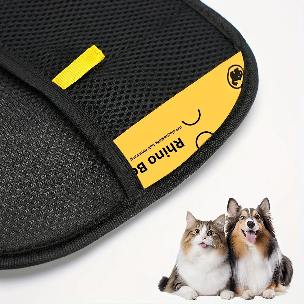 Cat Hair Removal Gloves - Dual Brush Design for Efficient Pet Hair Cleaning on Sofas, Car Seats & Body, Durable Polyester Fiber