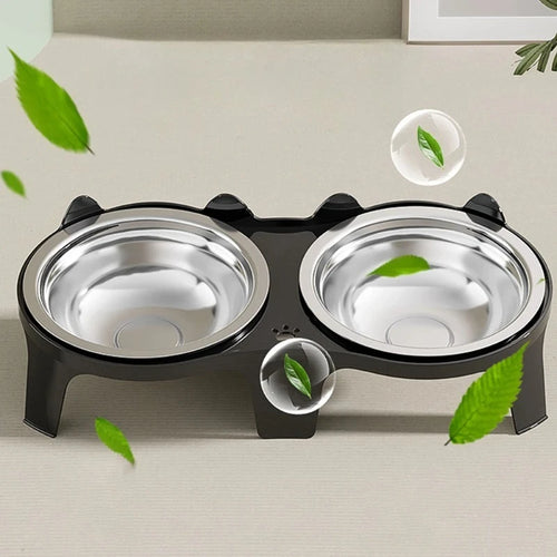 1PC Stainless Steel Cat Food & Water Bowl with Anti-Tip Design Large Capacity Easy-Eat Design for Pet Dog Cat  Feeding Food Bowl