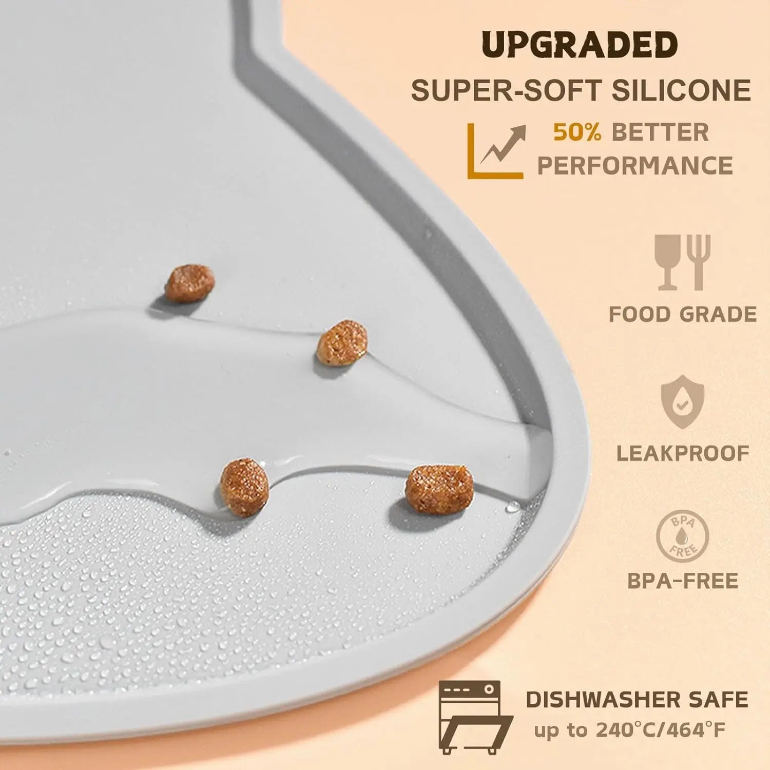 Food Grade Silicone Cat Mat Anti-slip Waterproof Leak-proof Pad for Cats & Dogs Easy to Clean Pet Bowl Mat