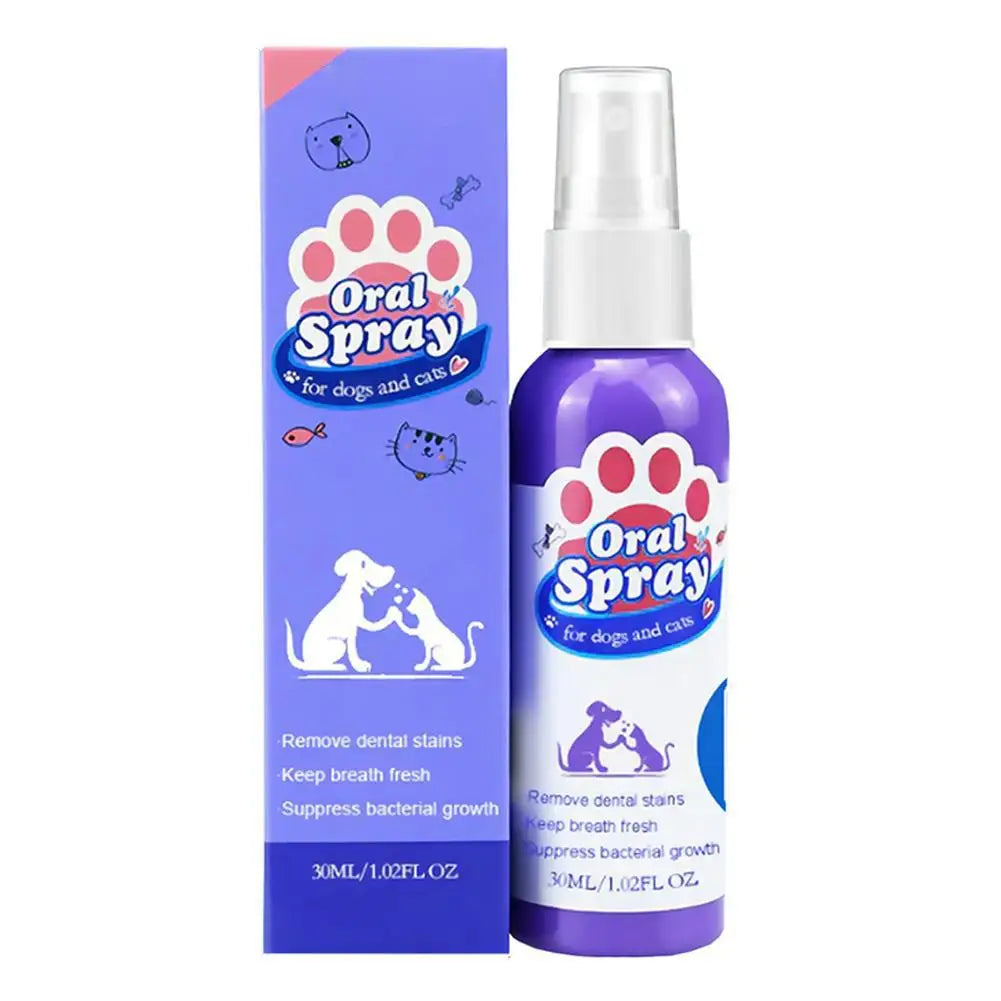 30ml Pet Dental Spray for Dogs and Cats Freshen Breath Remove Plaque Tartar Oral Care Water Additive Easy Use No Brush Needed