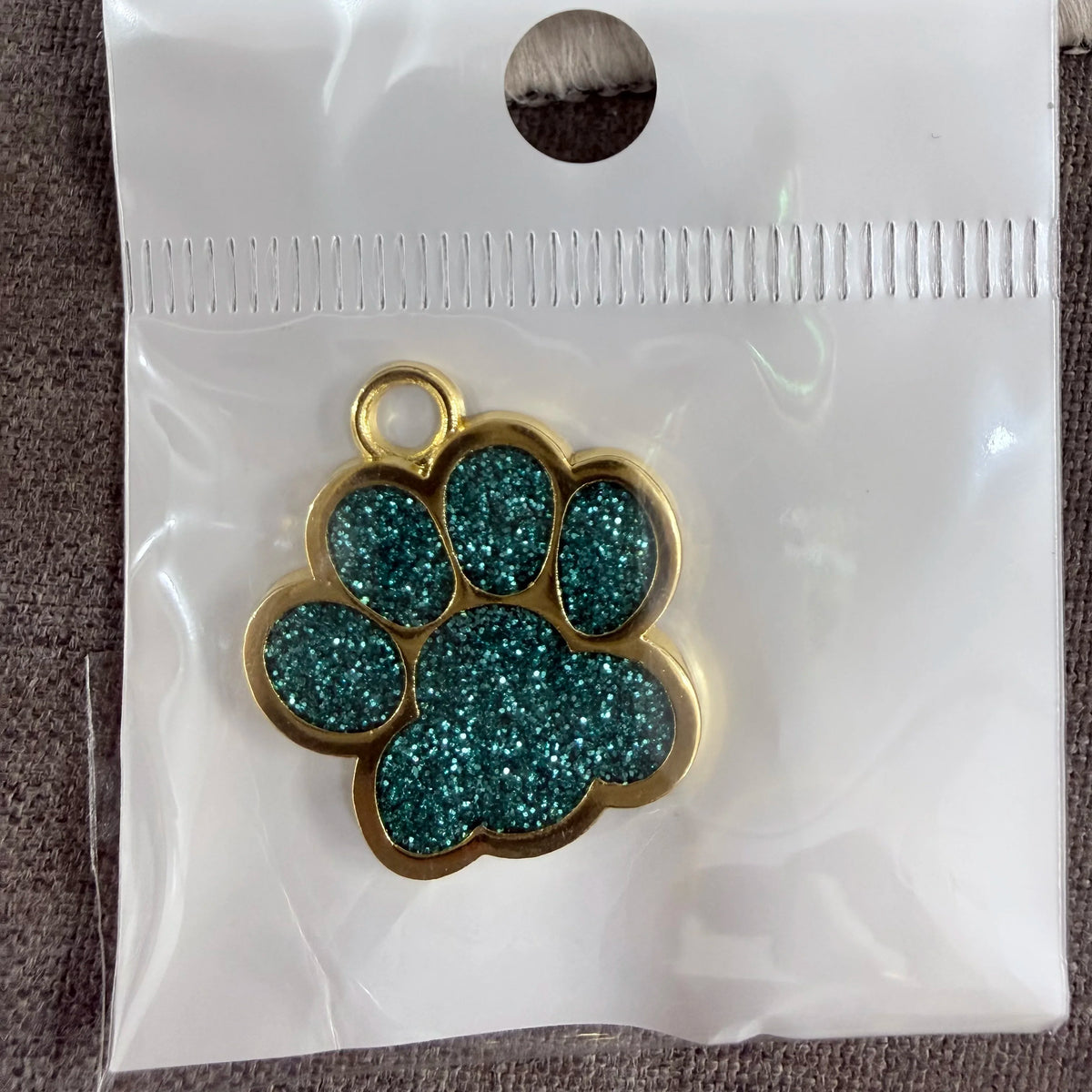 Personalized Glitter Gold Paw Print Pet ID Tag S - Custom Engraved Dog Cat Name Tag with Ring, Cute Collar Charm for Small Pets