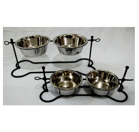 Classic AHO Stainless Steel Dog Bowl Set Adjustable Stand Customized Eco-Friendly Iron Bowls for Hotel Restaurant and Home Use