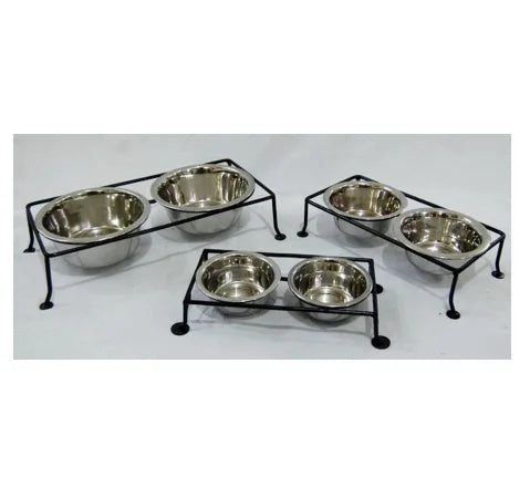 Classic AHO Stainless Steel Dog Bowl Set Adjustable Stand Customized Eco-Friendly Iron Bowls for Hotel Restaurant and Home Use