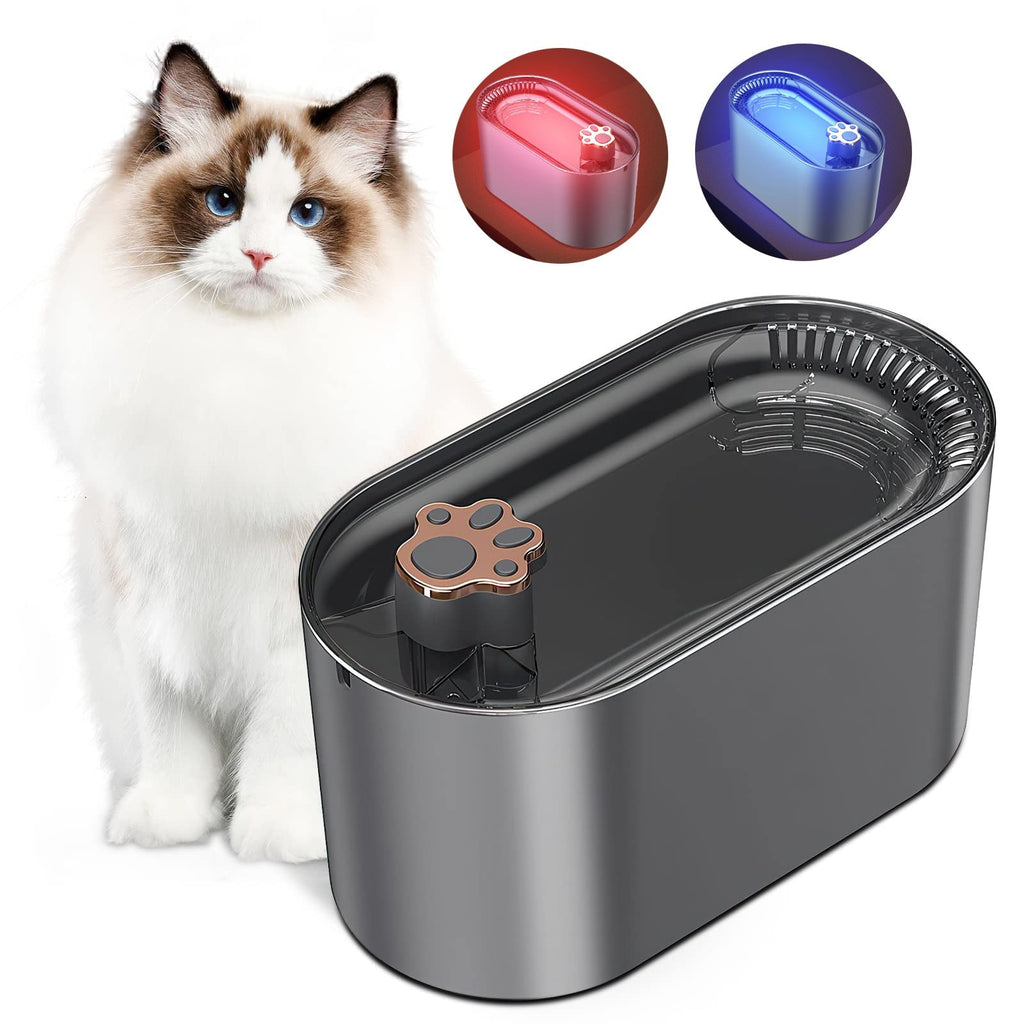 Fuente de agua automática de 3 litros para gatos y perros - Dispensador ultrasilencioso con filtro y luz LED