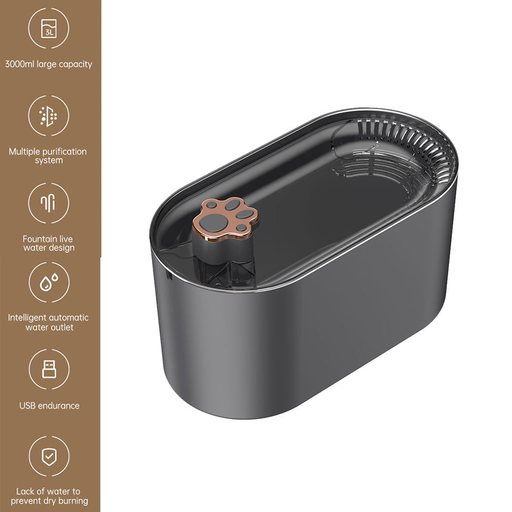 Fuente de agua automática de 3 litros para gatos y perros - Dispensador ultrasilencioso con filtro y luz LED